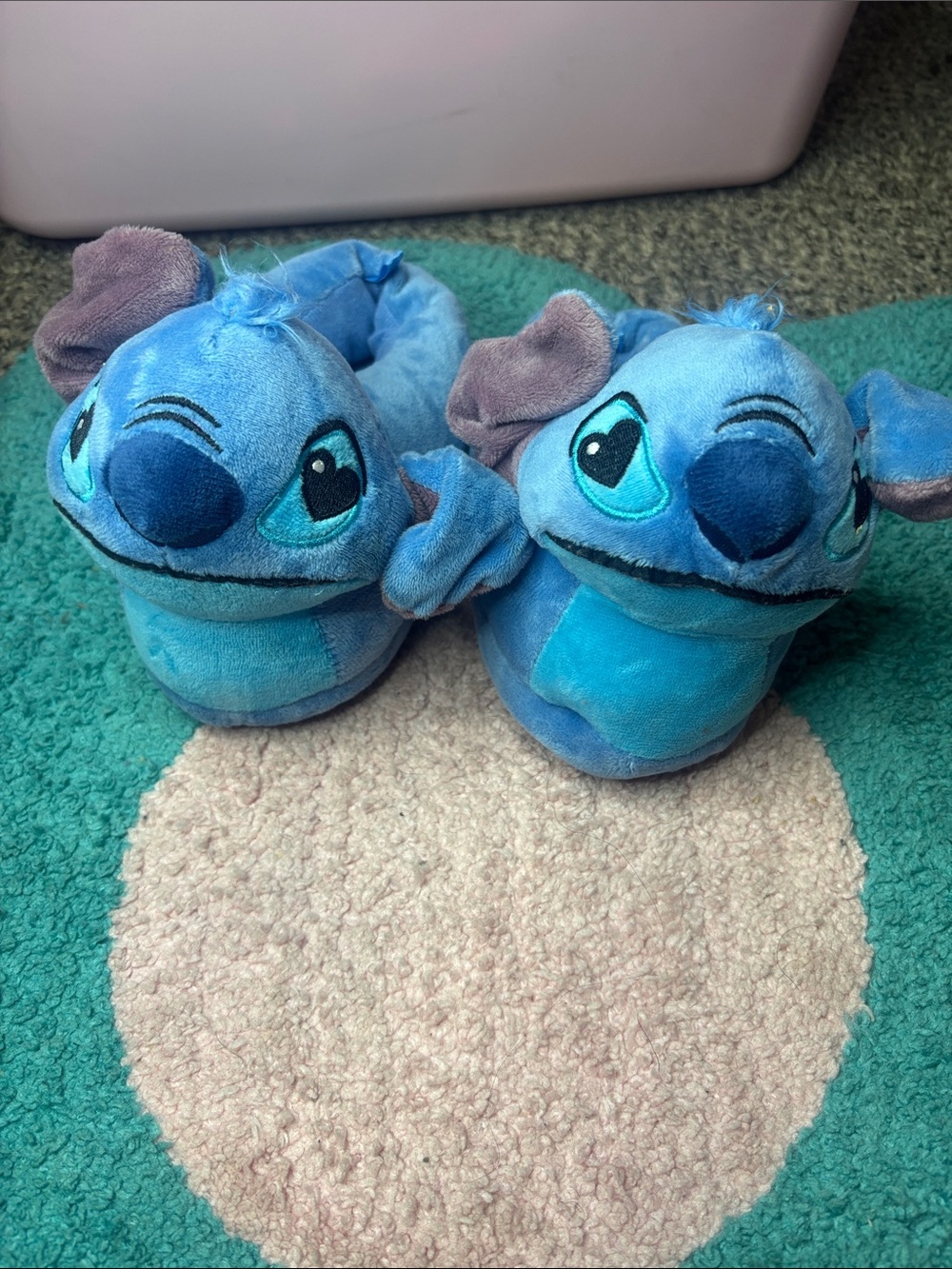 Blue Stitch Plush Slippers